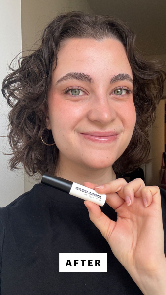 Allure senior commerce editor Sarah Felbin after applying the Jones Road The Brow Gel